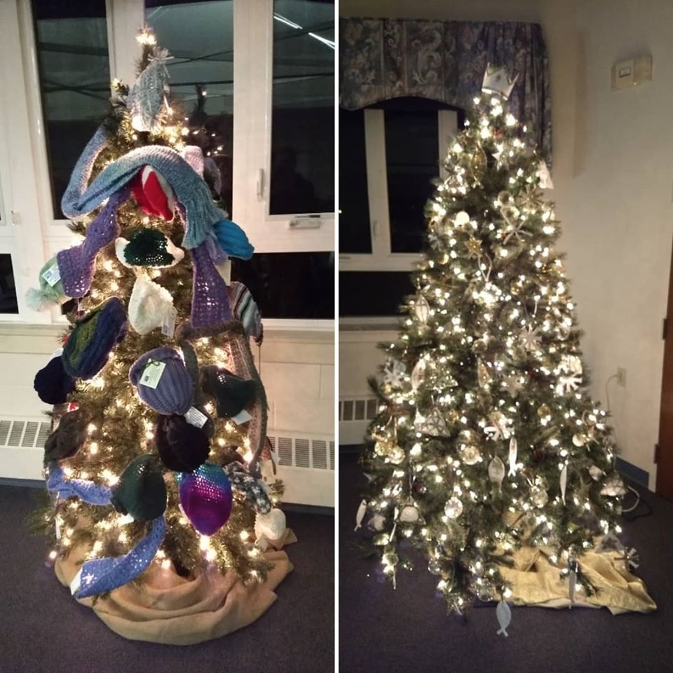 potluck, tree decoration, and music